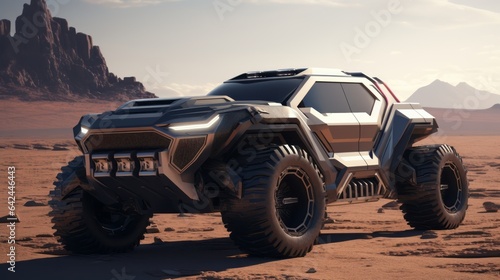 Off the Grid Oasis in Luxury Bliss: Futuristic 4x4 Luxury Cars in Desert Escapes © Yaroslav Herhalo