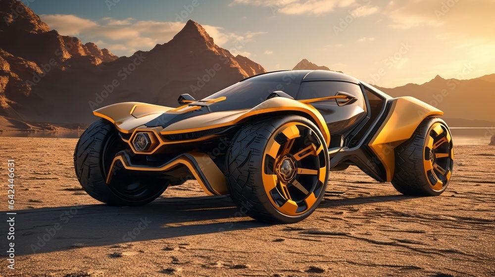 Desert Dreamscape: Sandy Adventure with Luxury Auto