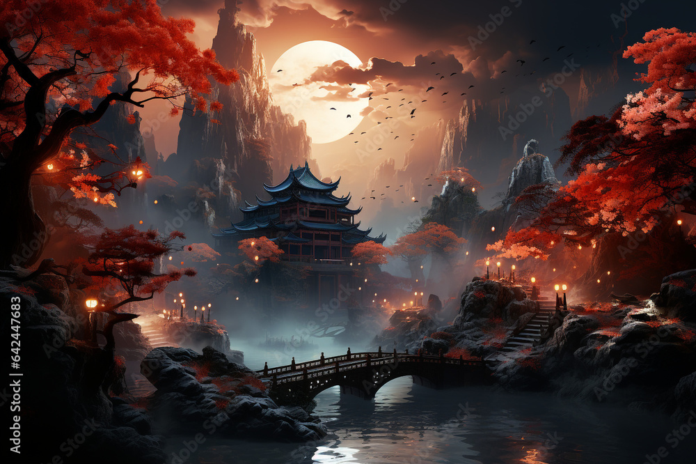 Chinese style fantasy scenes made with AI