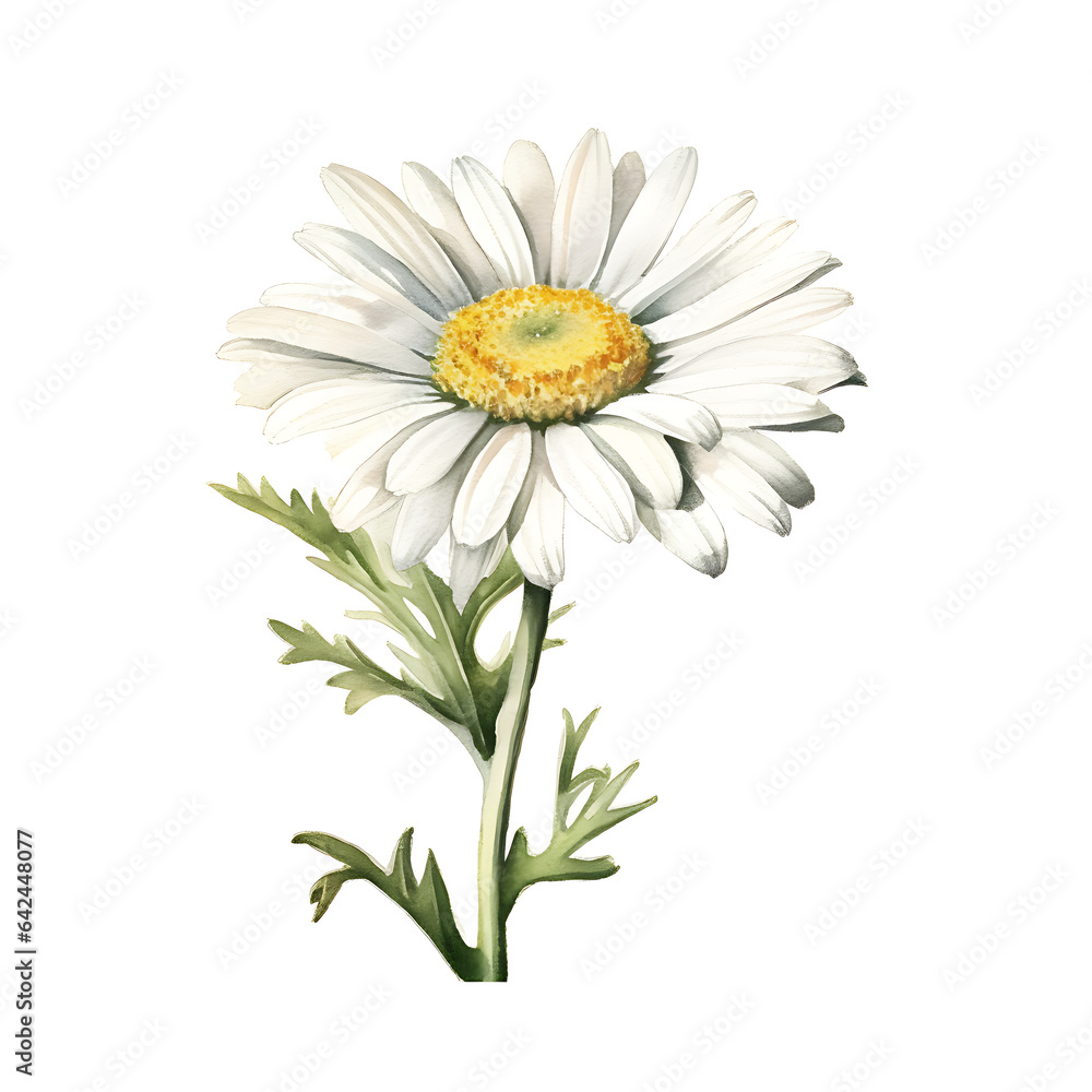Fototapeta premium flower, made of watercolor, gouache paint, white background, isolated, generative ai