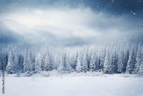 winter background with pine tree covered by snow © MAXXIMA Graphica