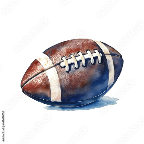 american football isolated on white, made of watercolor, gouache paint, white background, isolated, generative ai