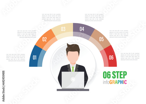 employee half circle Pie charts for infographics. Elements with 3, 4, 5, 6, 7, 8, 9, 10 steps, options.