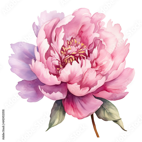 flower lotus  made of watercolor  gouache paint  white background  isolated  generative ai