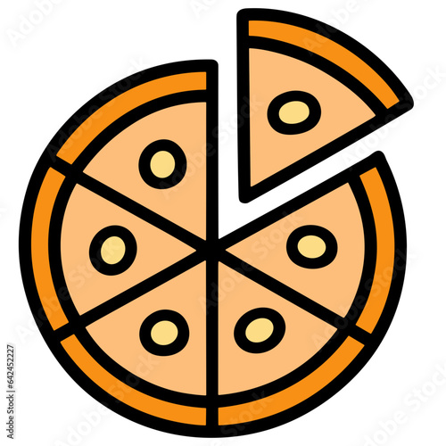 pizza Illustration of a delicious slice topped with , cheese, and cream,in a cartoon-style vector art