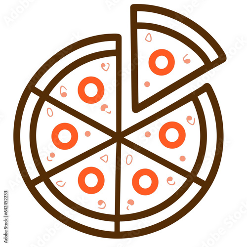 pizza Illustration of a delicious slice topped with , cheese, and cream,in a cartoon-style vector art