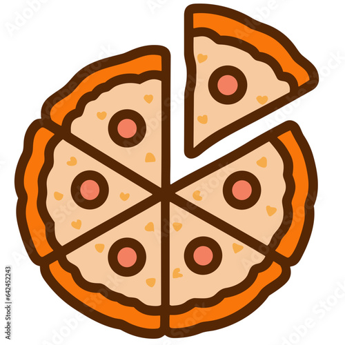 pizza Illustration of a delicious slice topped with , cheese, and cream,in a cartoon-style vector art