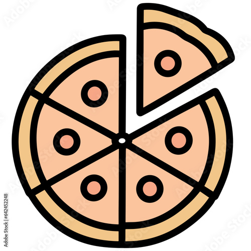 pizza Illustration of a delicious slice topped with , cheese, and cream,in a cartoon-style vector art