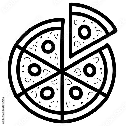 pizza Illustration of a delicious slice topped with , cheese, and cream,in a cartoon-style vector art