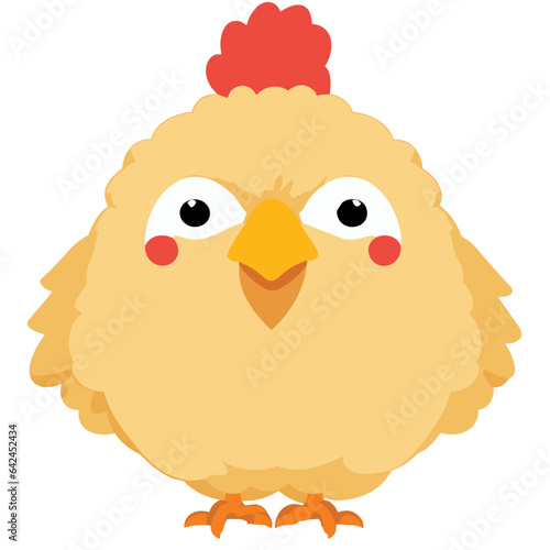 Happy Easter chicks in a funny cartoon illustration with a yellow hen and eggs, perfect for the holiday season