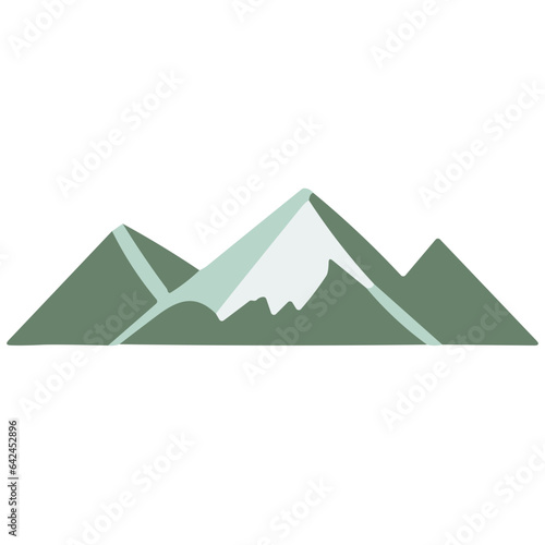 Mountain Landscape Illustration with Egyptian Pyramid Silhouette Under Sunset Sky