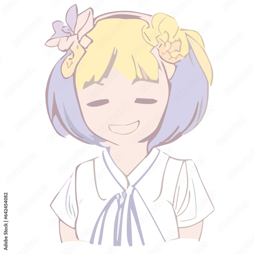 Smiling Little Girl with Beautiful Hair in Vector Cartoon Illustration of a Fashionable Lady with Stylish Makeup and Elegant Design Smiling Little Girl with Beautiful Hair in Vector Cartoon Illustration of a Fashionable Lady with Stylish Makeup and Elegant Design