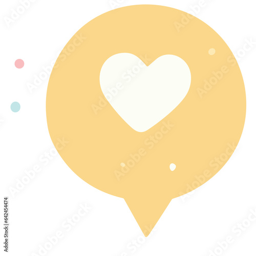 Image of pink speech bubble, pink heart bubble, and pink bubble, purple, yellow  photo