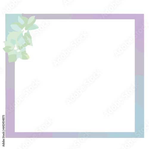 Floral Frame for Photo with Pink Flowers and Green Leaves