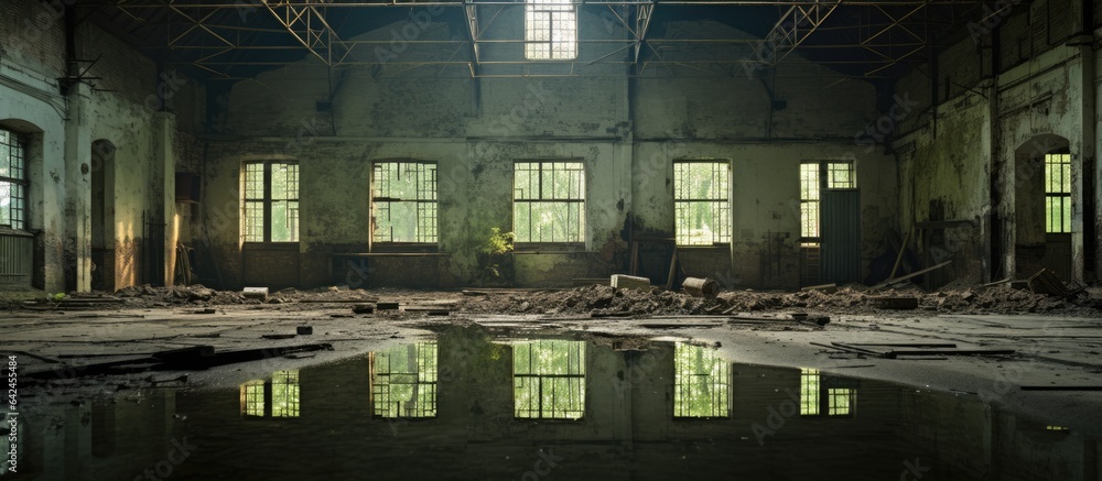 Obraz premium Abandoned living quarters inside an old Latvian military building