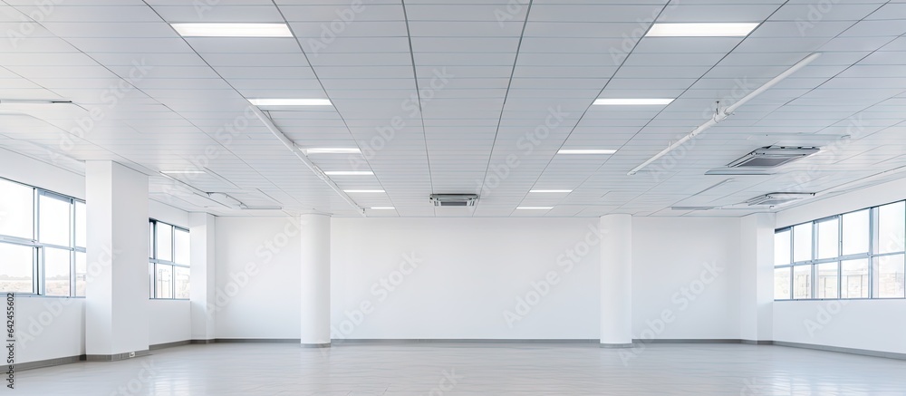 A bright well lit office room completely empty A bright well lit office room completely empty