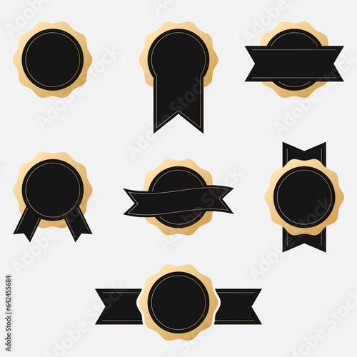 isolated gold black badges collection vector 