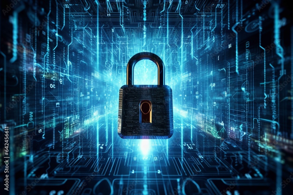 Conceptual background image with padlock and circuit board. 3d rendering Conceptual background image with padlock and circuit board. 3d rendering