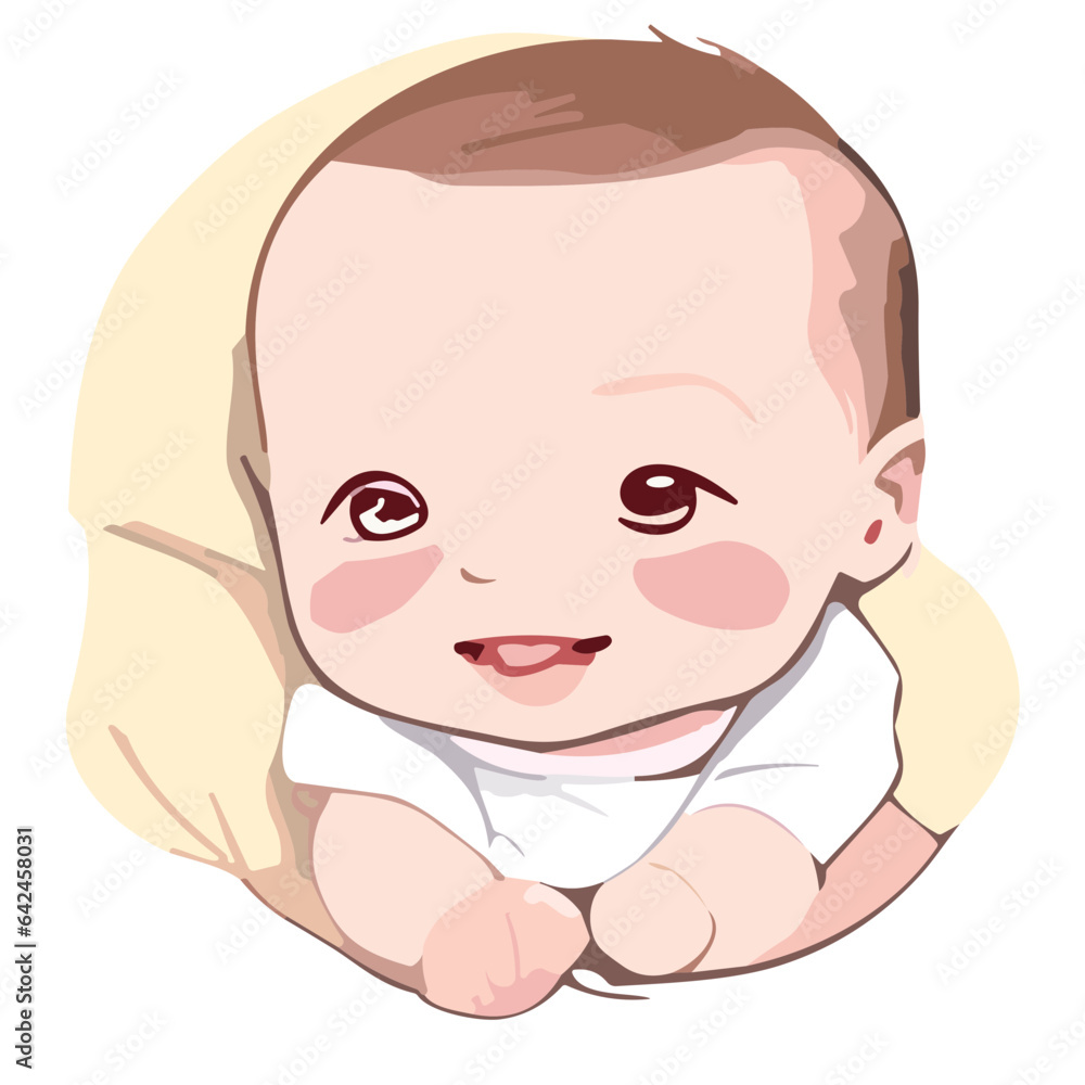 Happy Baby and Child Cartoon Illustration