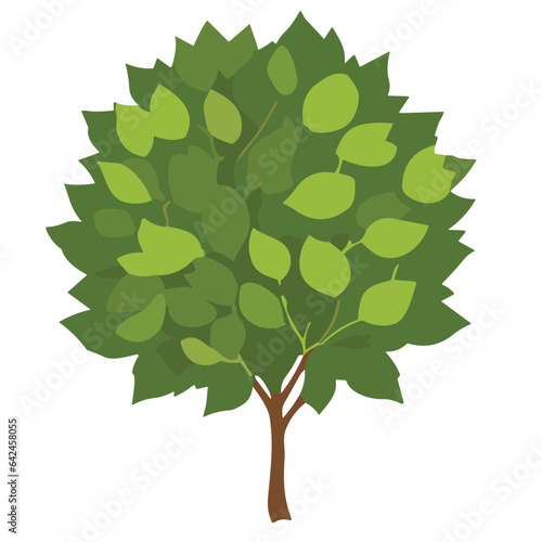 Vector illustration of a vibrant green tree with leaves  butterfly  and floral elements  perfect for nature-themed designs  tattoos  or as a decorative symbol in art and logos