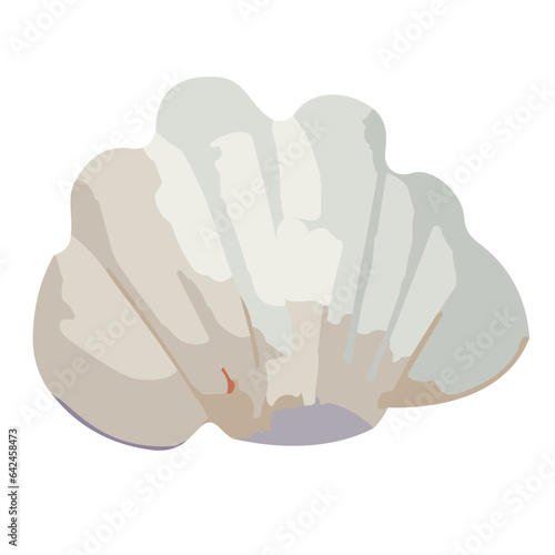 Seashell illustration in brown with tropical beach vibes, isolated design featuring marine scallop patterns and clam shapes for summer decoration