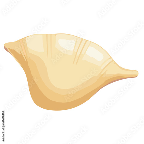 Seashell illustration in brown with tropical beach vibes, isolated design featuring marine scallop patterns and clam shapes for summer decoration