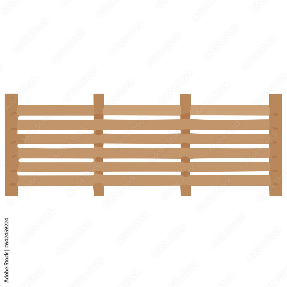 Isolated Wooden Fence with Brown Planks and Grass Background - Vector Illustration for Garden Design and Nature Protection Isolated Wooden Fence with Brown Planks and Grass Background - Vector Illustration for Garden Design and Nature Protection