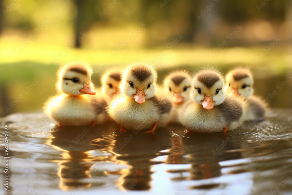 Cute ducklings in the water. Little ducklings in the water. Cute ducklings in the water. Little ducklings in the water.