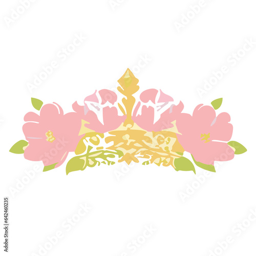 Princess Crown Illustration with Nature and Sky Elements in a Cartoon Style Vector Design for a Lovely Baby Christmas Card