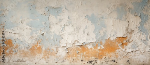 During the wall s refurbishment its old peeling plaster remains as a flat background