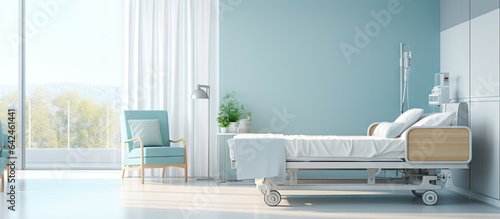 Fotografija ed illustration of the interior of a hospital room with a bed