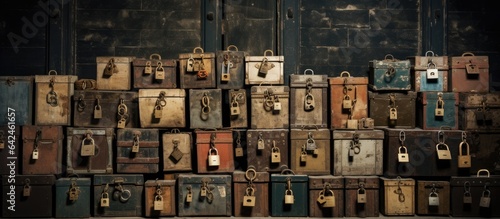 Boxes containing antiquated locks and keys