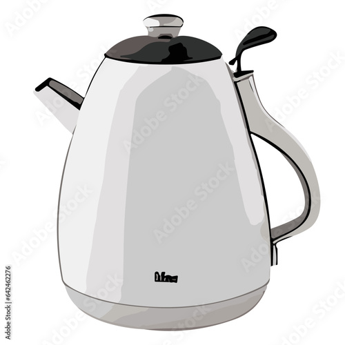 kitchen supplies, A steel electric kettle isolated on a white background