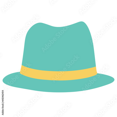 Isolated black hat illustration on a white background with a classic vintage style, featuring a bowler fedora design for men women