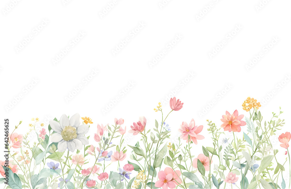 Spring and summer Background watercolor arrangements with small