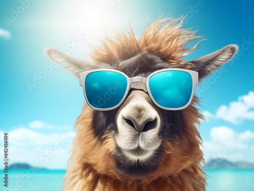 Camel with Sunglasses at beach