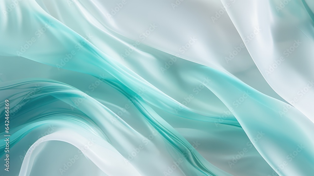 Obraz premium teal silk fabric textile satin abstract background, ai