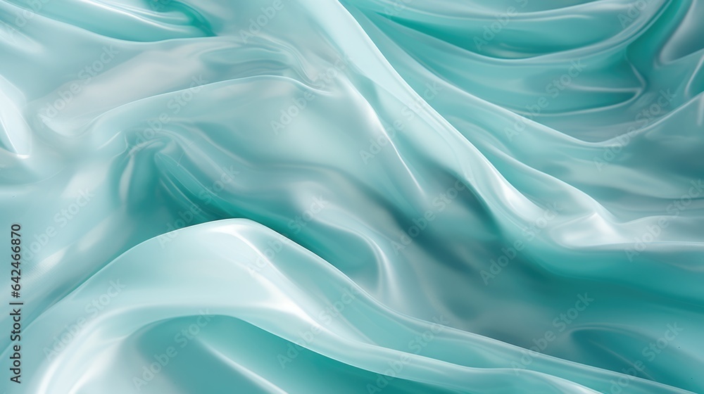 Obraz premium teal silk fabric textile satin abstract background, ai