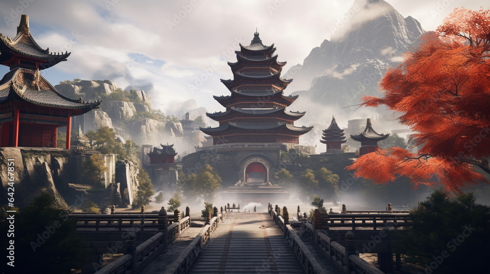 Obraz premium ancient - japanese city landscape