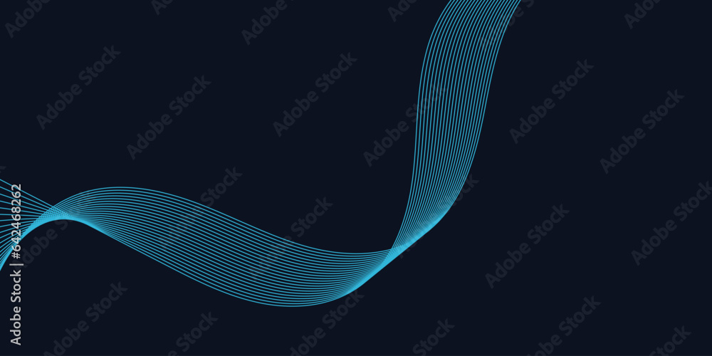 Abstract vector background with blue wavy lines. Blue wave background ...
