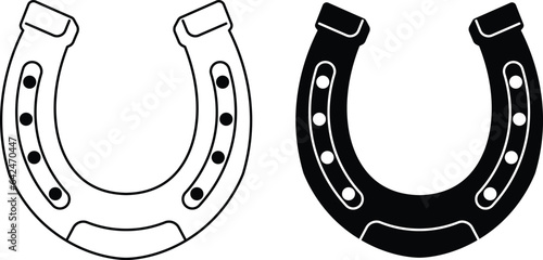 Horseshoe shape silhouette and outline. Lucky horseshoe decal.