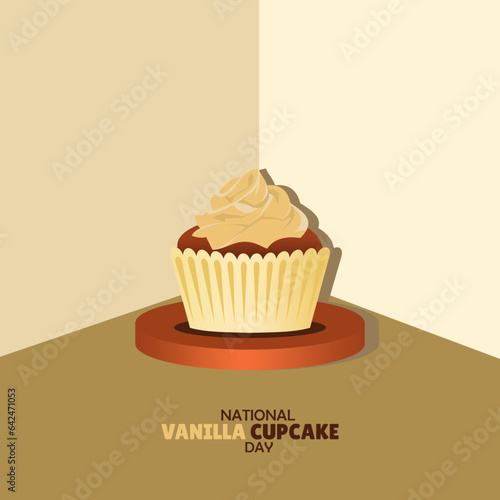 vector graphic of national vanilla cupcake day good for national vanilla cupcake day celebration. flat design. flyer design. flat illustration.