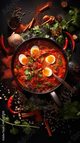 Shakshouka is a Maghrebi dish of eggs poached in a sauce of tomatoes