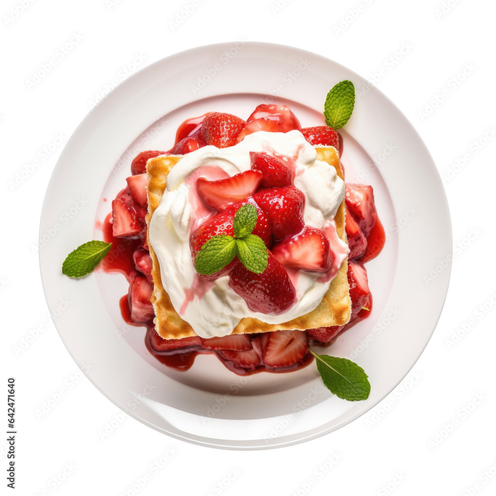 Plate of Strawberry Shortcake Isolated on a Transparent Background Plate of Strawberry Shortcake Isolated on a Transparent Background