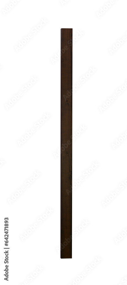 Planed board painted brown vertical on a transparent background Planed board painted brown vertical on a transparent background