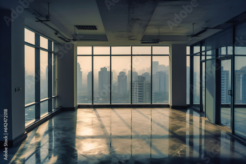 Vacant office with panoramic city view