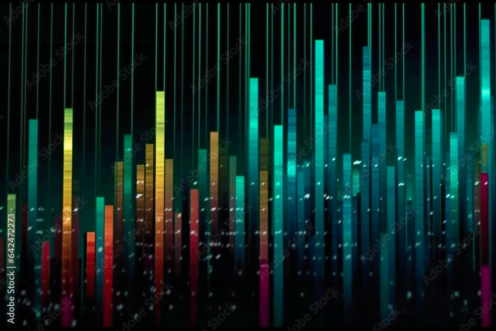 Dynamic stock animation up and down bars on a dark screen Dynamic stock animation up and down bars on a dark screen