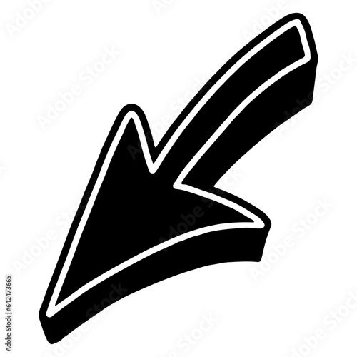 illustration of a black and white icon with arrow