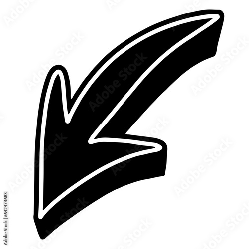 illustration of a black and white icon with arrow