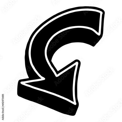 illustration of a black and white icon with arrow